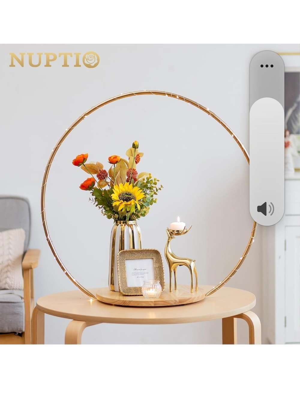 Amazon Gold Circular Wall Hoop Accent with Metallic Vase and Figurine